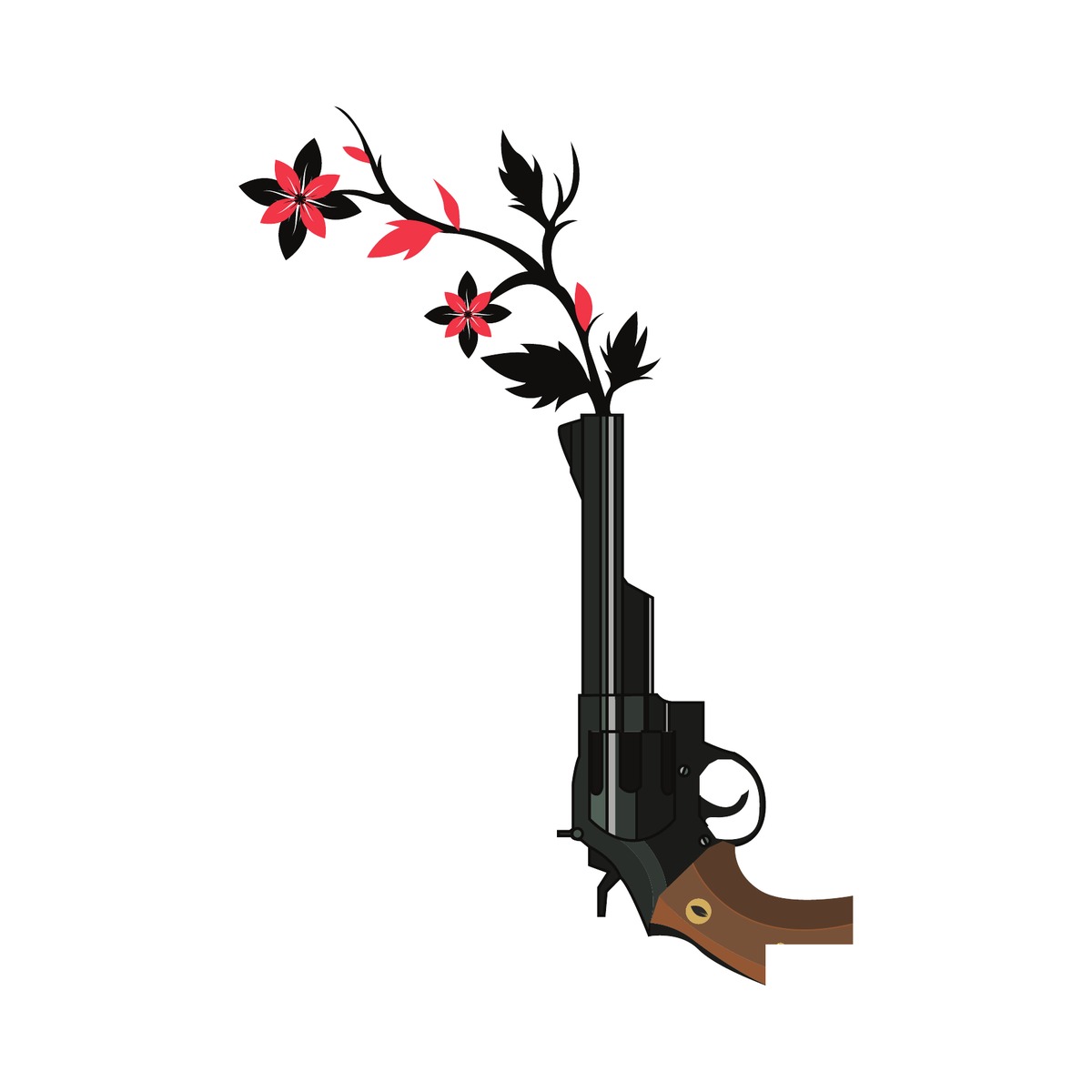 Peace Shot surreal revolver-and-flowers graphic — Modern High Head Gone collection