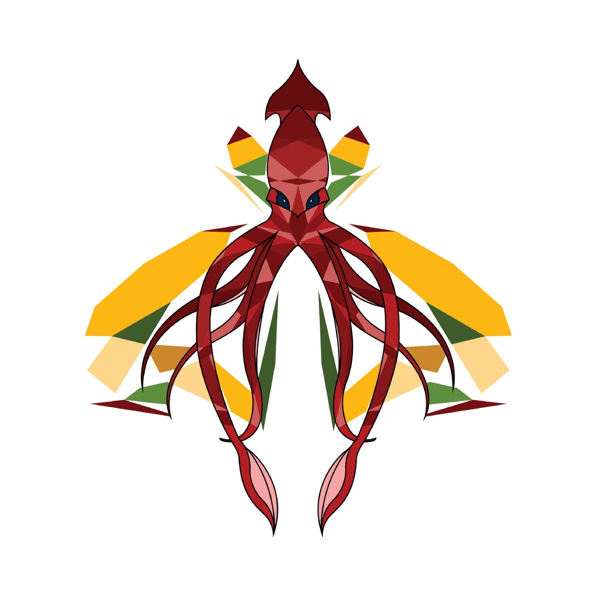 Squid Burst low-poly artwork — Modern High Animal Collection